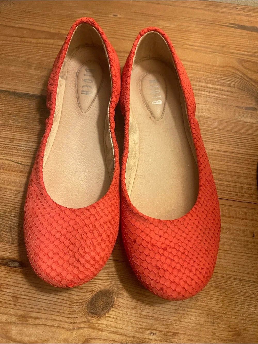 Bloch Girls Size Euro 33 - US 3 Coral-Orange Woven Ballet Flats for Kids